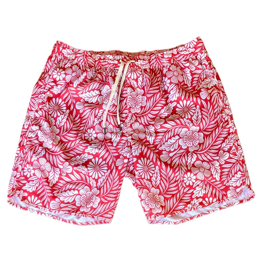 Fair Harbor swim Trunks Shorts Men’s XXXL 3XL Red Hawaiian Floral‎ 8" lined